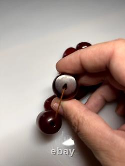 66 Grams Antique Faturan Cherry Amber Bakelite Beads Marbled
