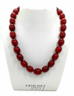 66 Grams Antique Faturan Cherry Amber Bakelite Beads Necklace Marbled