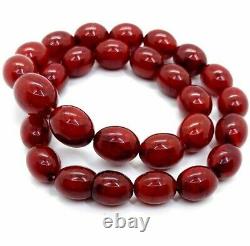 66 Grams Antique Faturan Cherry Amber Bakelite Beads Necklace Marbled