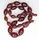 66gr 62cm Vintage Marbled Cherry Amber Bakelite Faturan Rosary Beaded Necklace