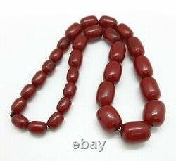 69.7 Grams Antique Faturan Cherry Amber Beads Necklace Marbled