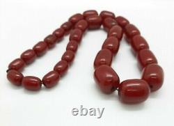 69.7 Grams Antique Faturan Cherry Amber Beads Necklace Marbled