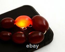 69g Antique Marbled Cherry Amber Bakelite Beads Necklace
