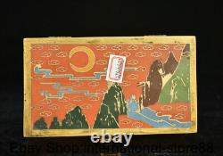 6.4 Marked Old China Red Cloisonne Copper Dynasty Bat Crane Jewelry Box