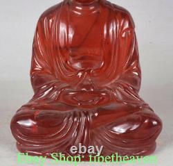 6.8 China Red Amber Buddhism Shakyamuni Amitabha Tathagata Buddha Statue