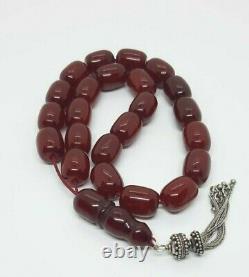 70.6 Grams Antique Faturan Cherry Amber Bakelite Beads Rosary Misbah Marbled