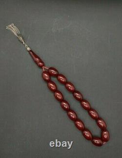 70 Grams Antique Ottoman Faturan Cherry Amber Maskot Rosary Prayer Beads