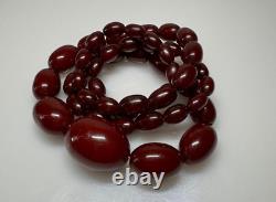 72 Grams Antique Faturan Cherry Amber Bakelite Beads Necklace Marbled