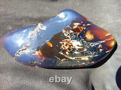 739 gr full polished Mushroom Inclusion Indonesian Blue Amber for Healing AJ363