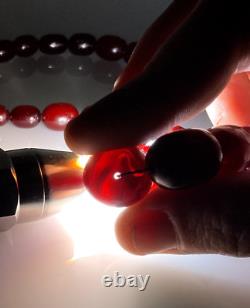 74.6 Grams Antique Faturan Bakelite Cherry Amber Beads Marbled
