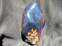 758 gr full polished Mushroom Inclusion Indonesian Dark Blue Amber for Healing