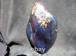 758 gr full polished Mushroom Inclusion Indonesian Dark Blue Amber for Healing