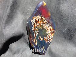 758 gr full polished Mushroom Inclusion Indonesian Dark Blue Amber for Healing