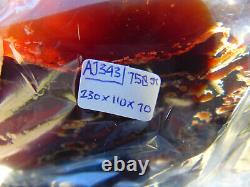 758 gr full polished Mushroom Inclusion Indonesian Dark Blue Amber for Healing