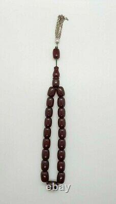 75 Grams Antique Faturan Cherry Amber Bakelite Beads Rosary Misbah Marbled