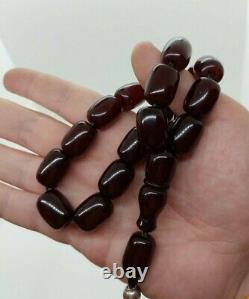 75 Grams Antique Faturan Cherry Amber Bakelite Beads Rosary Misbah Marbled