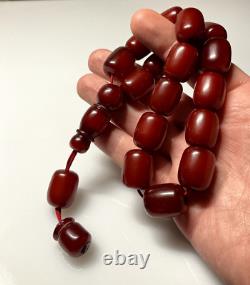 77.5 Grams Antique Faturan Bakelite Cherry Amber Rosary Beads Marbled