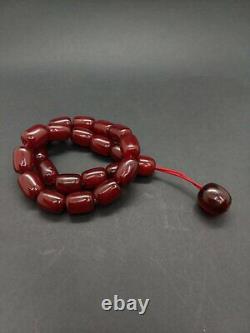 78.6 Grams Antique Faturan Cherry Amber Maskot Rosary Prayer Beads Marbled