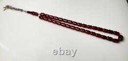 79 Grams Antique Faturan Cherry Amber Bakelite Beads Rosary Marbled
