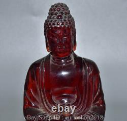 7.2 Old Chinese Red Amber Carved Buddhism Shakyamuni Sakyamuni Buddha Statue