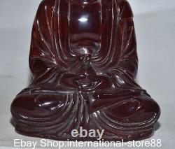 7.4 Old Chinese Red Amber Carving Shakyamuni Amitabha Buddha Statue