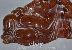 7.6 Old Chinese Red Amber Carved Buddhism Happy Laugh Maitreya Buddha Statue