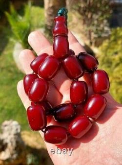 83 Grams Antique Faturan Cherry Amber Rosary Prayer Beads Marbled