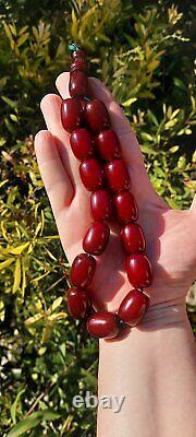 83 Grams Antique Faturan Cherry Amber Rosary Prayer Beads Marbled