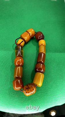 85 Grams Antique Faturan Cherry Amber Bakelite Beads Rosary Marbled Handmade