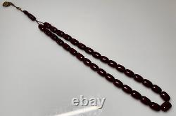 88 Grams Antique Faturan Cherry Amber Bakelite Rosary Beads Marbled