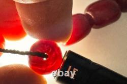 88 Grams Antique Faturan Cherry Amber Bakelite Rosary Beads Marbled