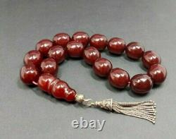89.5 Grams Antique Faturan Cherry Amber Rosary Prayer Beads Marbled