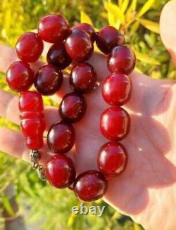 89.5 Grams Antique Faturan Cherry Amber Rosary Prayer Beads Marbled
