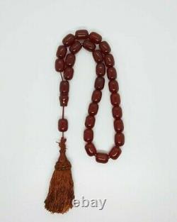 89 Grams Antique Ottoman Faturan Cherry Amber Prayer Beads Tesbih Misbah