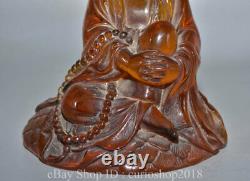 8.2 China Red Amber Carved Buddhism Guanyin Kwan-Yin Goddess Buddha Statue