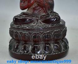8.4'' Ancient China Red Amber Hand Made Carved Skayamuni Amitabha Buddha Statue