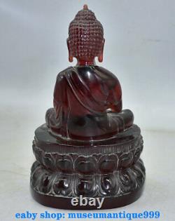 8.4'' Ancient China Red Amber Hand Made Carved Skayamuni Amitabha Buddha Statue