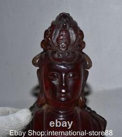 8.4 Old Chinese Red Amber Carving Kwan-yin Guan Yin Goddess Bust Sculpture
