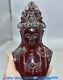 8'' Ancient Chinese Red Amber Hand Carved Guanyin Kwan-yin Lucky Bust Statue
