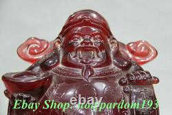 8 Chinese Amber Carving Feng Shui Mammon Money Wealth God Sculpture
