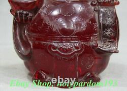 8 Chinese Amber Carving Feng Shui Mammon Money Wealth God Sculpture
