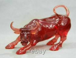 8 Old China Red Amber Feng Shui Zodiac Year Bull Oxen Lucky Sculpture