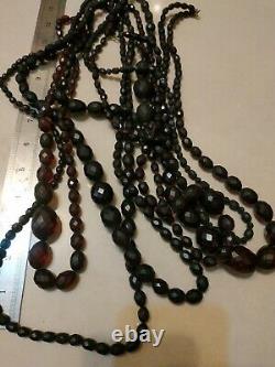 8 cherry amber bakelite faceted necklaces 301 grams Antique Art Deco Graduated