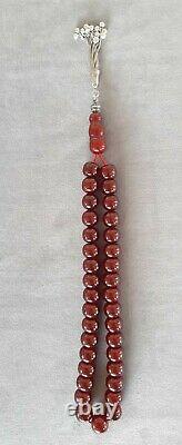 90 Grams Antique Faturan Cherry Amber Bakelite Beads Rosary Misbah Marbled