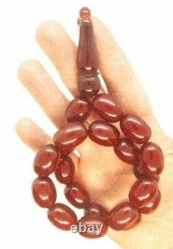 91 Grams Antique Faturan Cherry Amber Ottoman Bakelite Rosary Prayer Beads