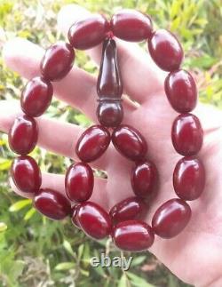 91 Grams Antique Faturan Cherry Amber Ottoman Bakelite Rosary Prayer Beads