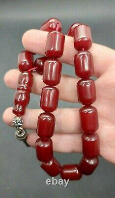 92.5 Grams Antique Faturan Cherry Amber Bakelite Rosary Prayer Beads Marbled
