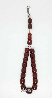 93 Grams Antique Faturan Cherry Amber Bakelite Rosary/Prayer Beads Damari/Veins