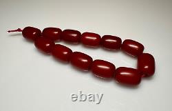 94 Grams Antique Faturan Cherry Amber Bakelite Beads Necklace Marbled