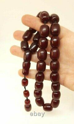 98.7 Grams Antique Faturan Cherry Amber Prayer Rosary Beads Misbah Marbled